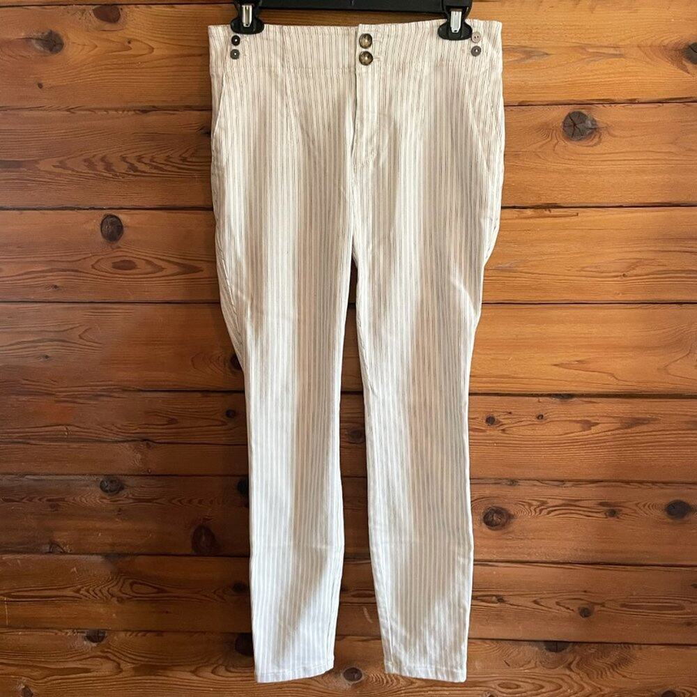 Anthropologies Pilcro White Stripe skinny Pants Size 26